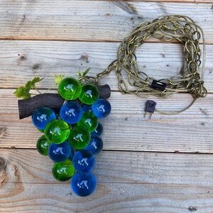 Vintage 60’s lucite grape hanging chain lamp